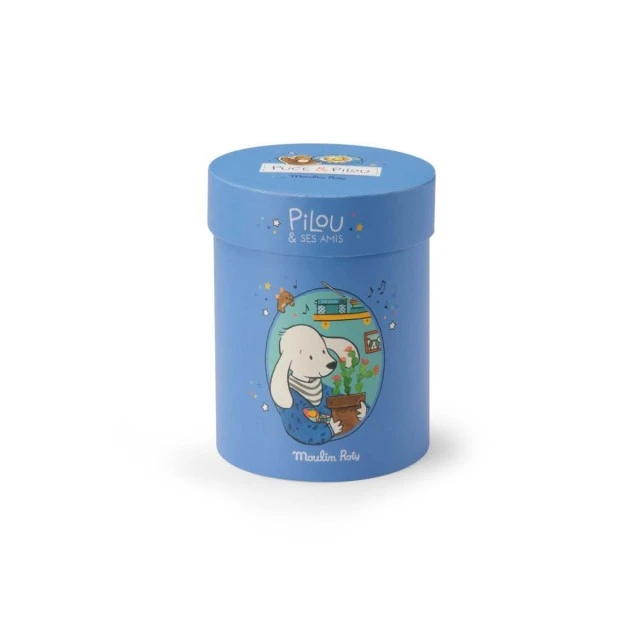 Soft toy dog Pilu in a gift box
