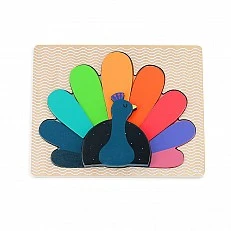 Wooden peacock puzzle designed by Andy Westface