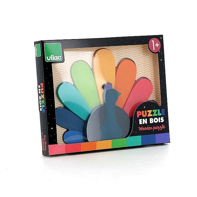Wooden peacock puzzle designed by Andy Westface