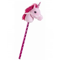Wooden horse on a stick Pink unicorn 75 cm.