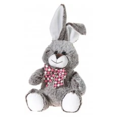 Brown bunny with checkered ribbon 30 cm