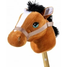 Wooden horse on a stick brown 75 cm.