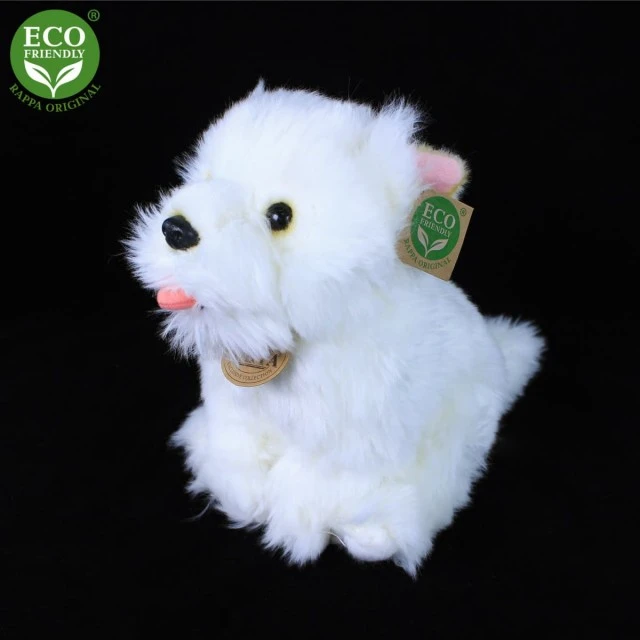 Plush dog West Highland White Terrier sitting 23 cm