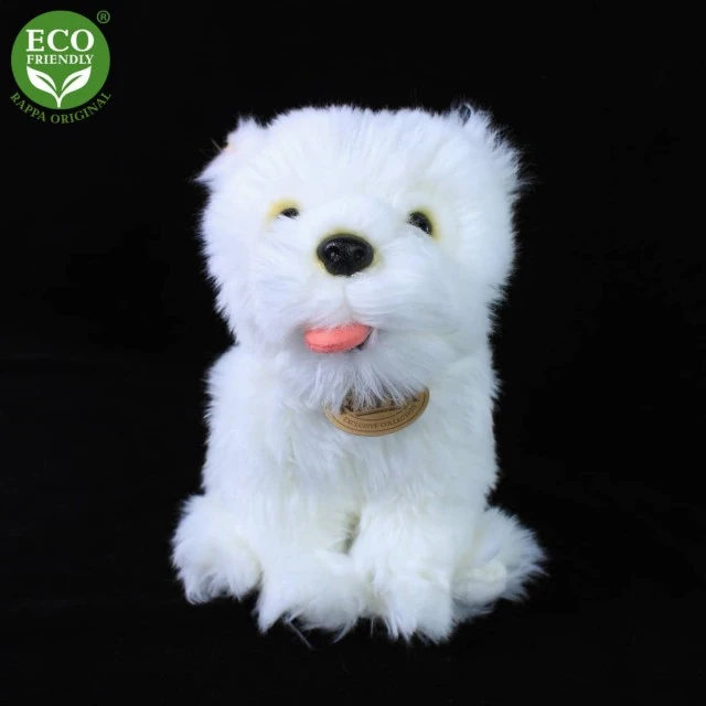 Plush dog West Highland White Terrier sitting 23 cm