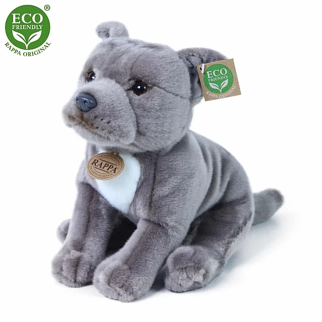 Stuffed Starfordshire bull terrier dog gray 30 cm.
