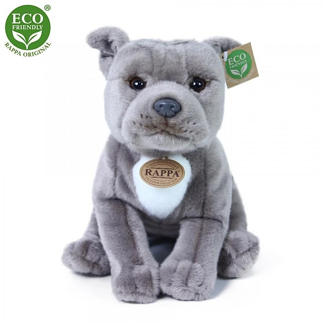 Stuffed Starfordshire bull terrier dog gray 30 cm.