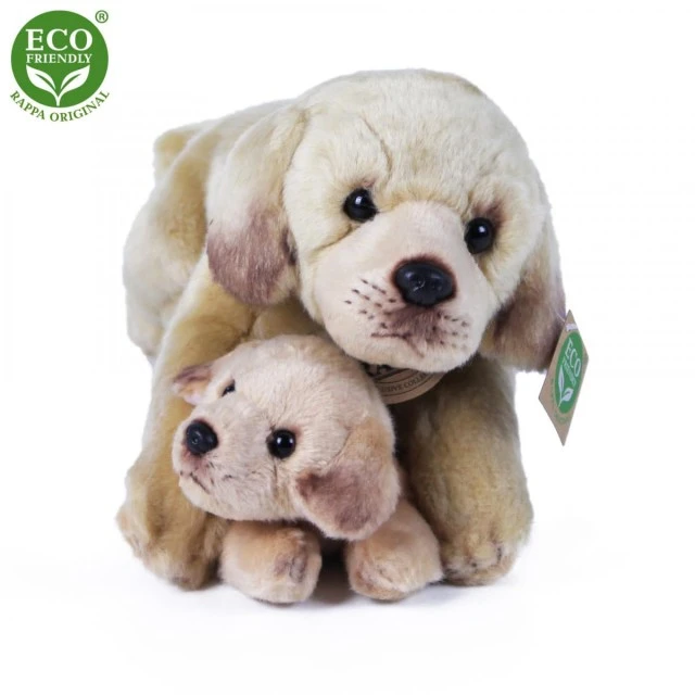 Plush Labrador dog 30 cm with baby 15 cm.