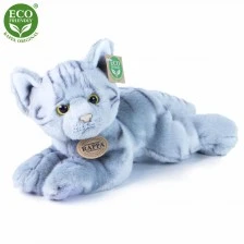 Plush Cat gray lying down 30 cm.