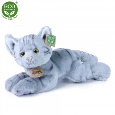 Plush Cat gray lying down 30 cm.