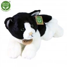 Plush Cat black and white lying down 30 cm.