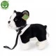 Boston terrier plush dog on a leash standing 23 cm.