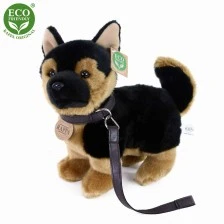 Plush Dog German Shepherd with a leash standing 23 cm.