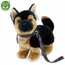 Plush Dog German Shepherd with a leash standing 23 cm.