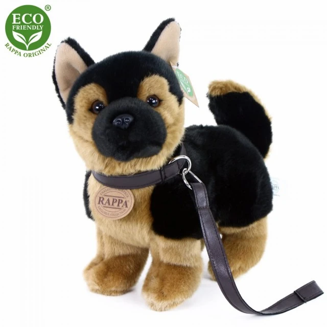 Plush Dog German Shepherd with a leash standing 23 cm.