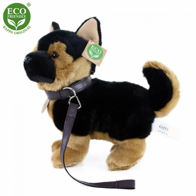 Plush Dog German Shepherd with a leash standing 23 cm.