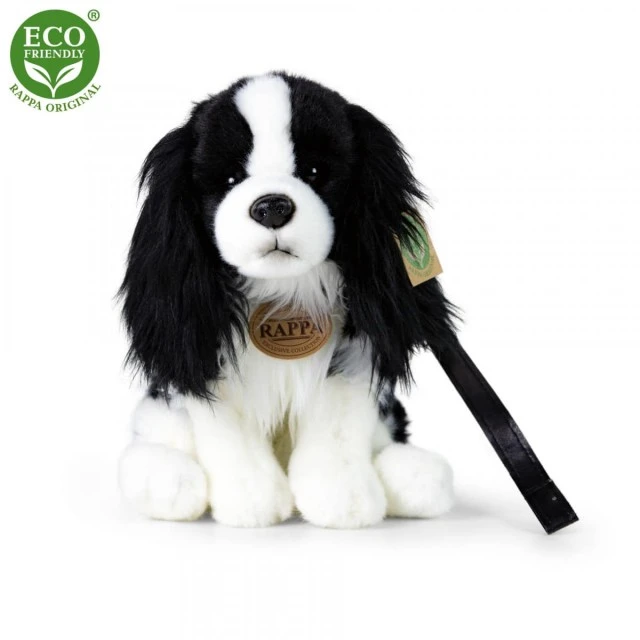 Plush Dog Cavalier King Charles Spaniel with a leash sitting 27 cm.