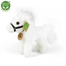 Plush White horse standing 20 cm.