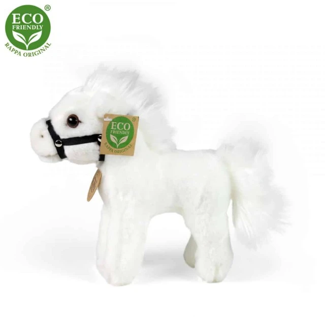 Plush White horse standing 20 cm.