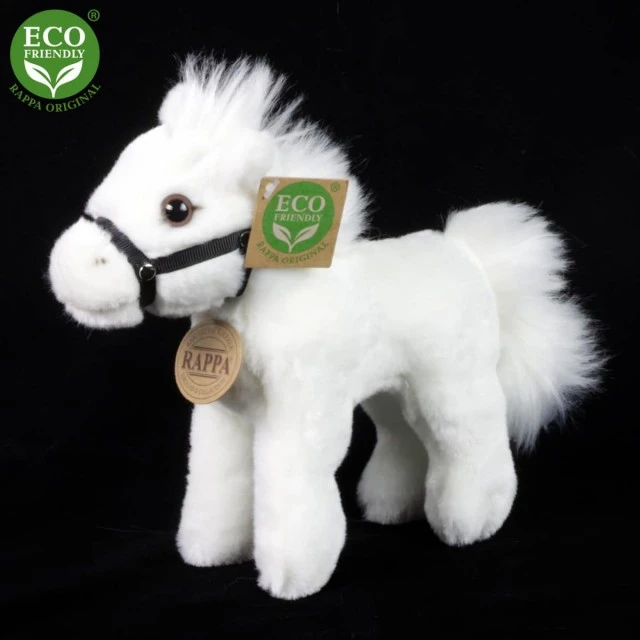 Plush White horse standing 20 cm.