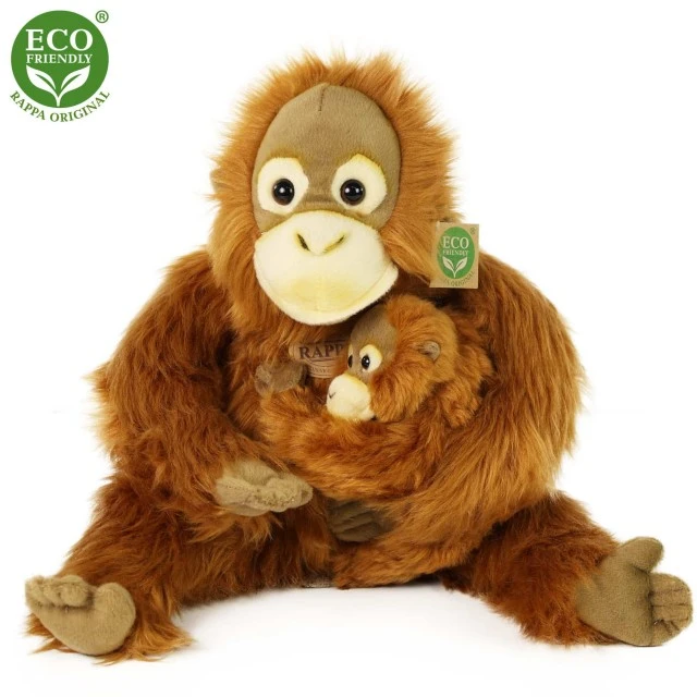 Plush Orangutan 28 cm with baby 15 cm.