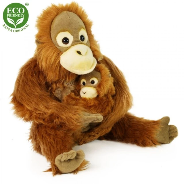 Plush Orangutan 28 cm with baby 15 cm.