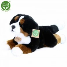Plush dog Bernese Mountain Dog lying down 30 cm.