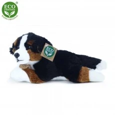 Plush dog Bernese Mountain Dog lying down 23 cm.