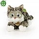 Plush tabby cat lying down 40 cm.