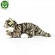 Plush tabby cat lying down 40 cm.