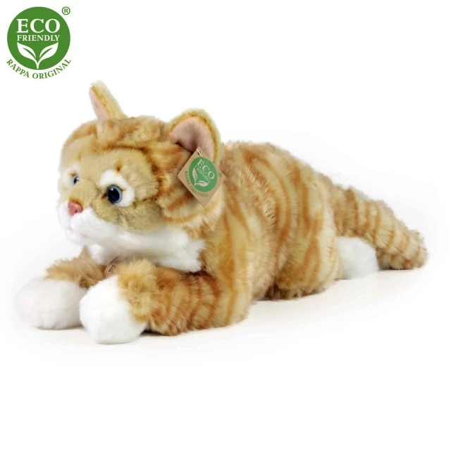 Plush Red tabby cat lying down 40 cm.