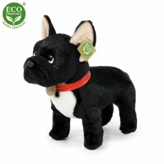 Plush Dog French Bulldog black standing 30 cm.