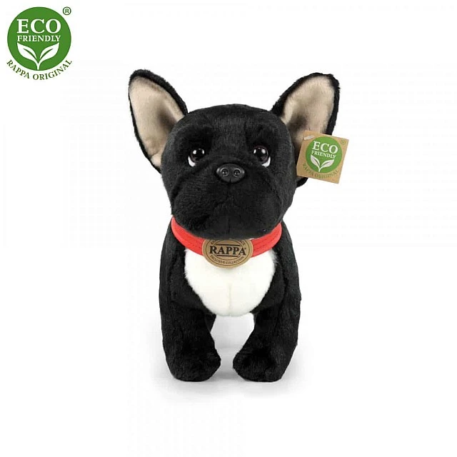 Plush Dog French Bulldog black standing 30 cm.