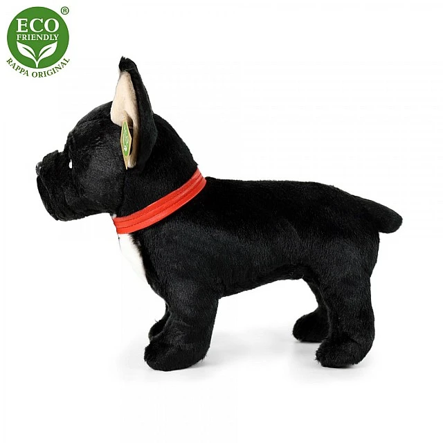 Plush Dog French Bulldog black standing 30 cm.