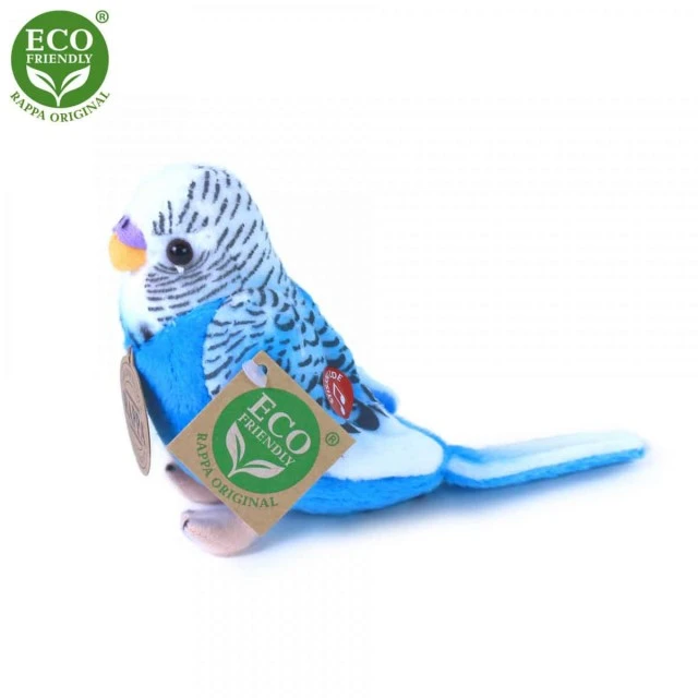 Plush Wavy parrot, green, 11 cm., with sound, Eco friends series