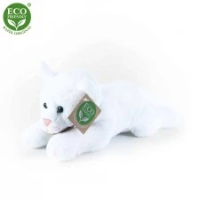 Plush White cat lying down 22 cm.