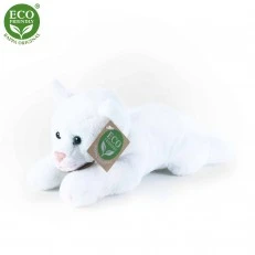 Plush White cat lying down 22 cm.