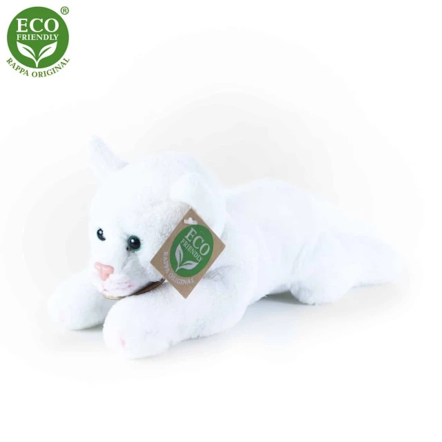 Plush White cat lying down 22 cm.
