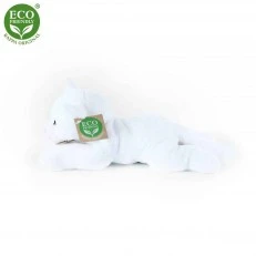 Plush White cat lying down 22 cm.