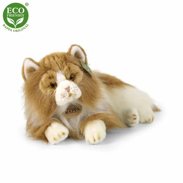 Plush Persian cat bicolor lying down 25 cm.