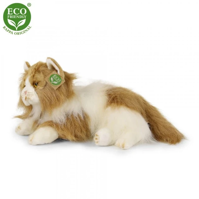 Plush Persian cat bicolor lying down 25 cm.