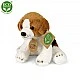 Plush puppy in White and brown sitting 15 cm.