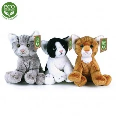 Plush kitten black and white sitting 14 cm.