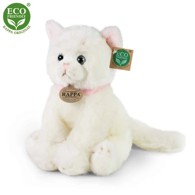 Plush White cat sitting 25 cm.
