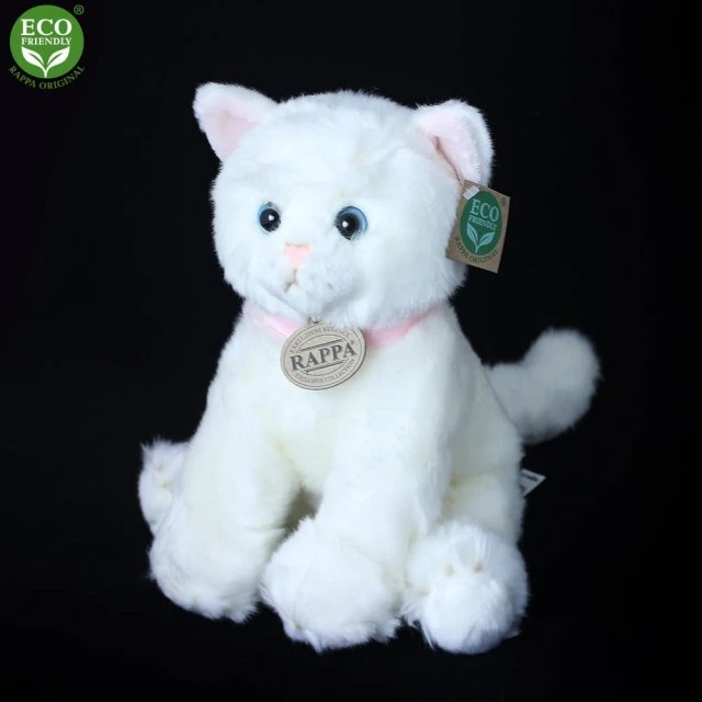 Plush White cat sitting 25 cm.