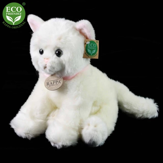 Plush White cat sitting 25 cm.