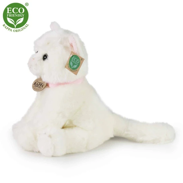 Plush White cat sitting 25 cm.