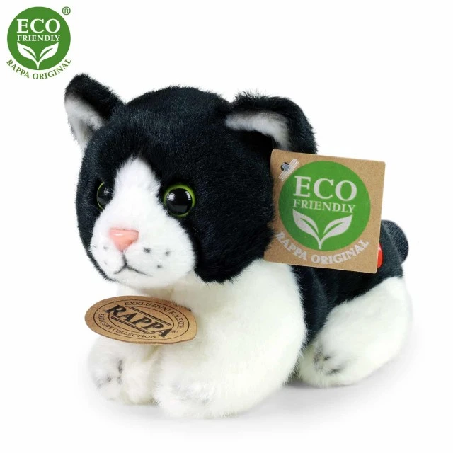 Plush Kitten with sound black and white 15 cm.