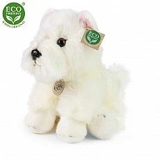 Plush dog West Highland White Terrier sitting 30 cm