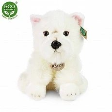 Plush dog West Highland White Terrier sitting 30 cm