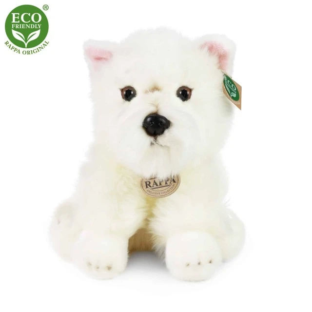 Plush dog West Highland White Terrier sitting 30 cm